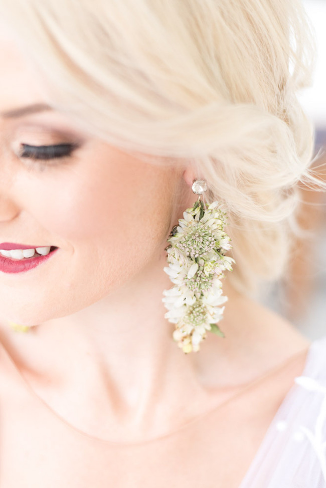 Real Flower Botanical Earrings | Image: Cara Faye Weddings