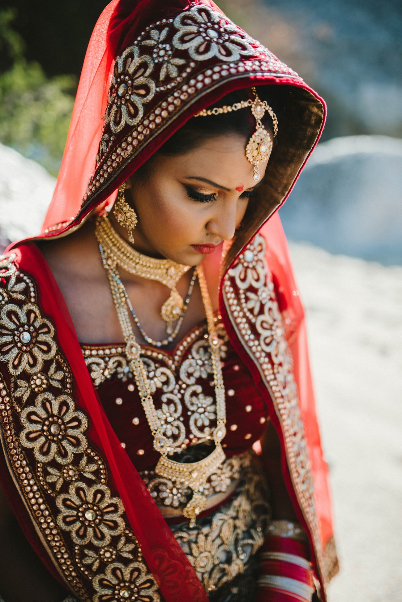 Hindu Bride wearing a traditional wedding dress