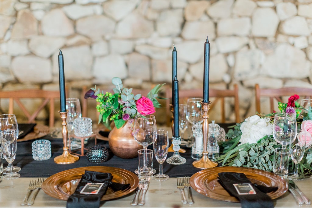 Dark & Moody Jewel Tone Tablescape | Image: Grace Studios