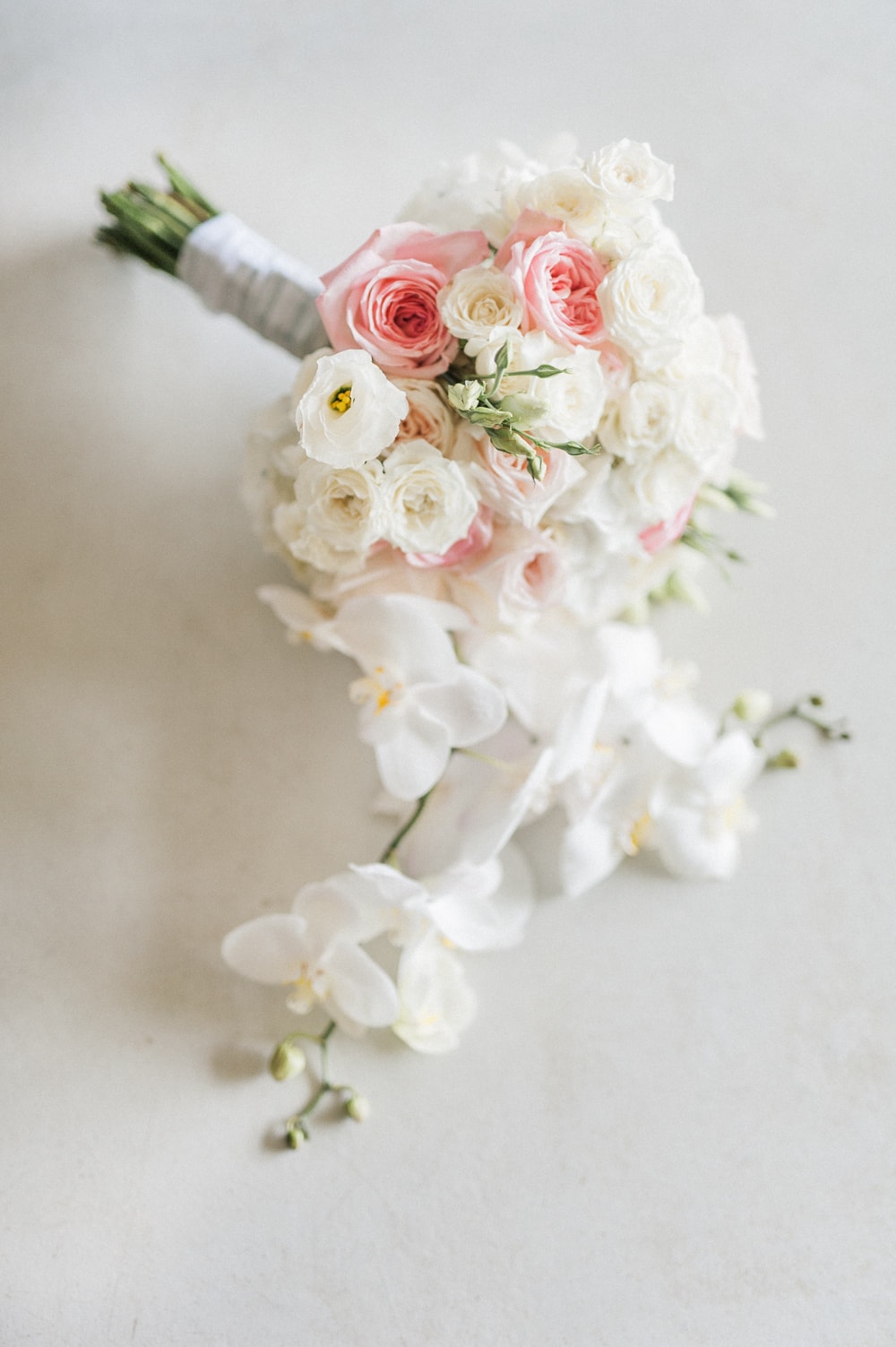 Blush & White Orchid & Rose Bouquet | Image: Bright Girl Photography