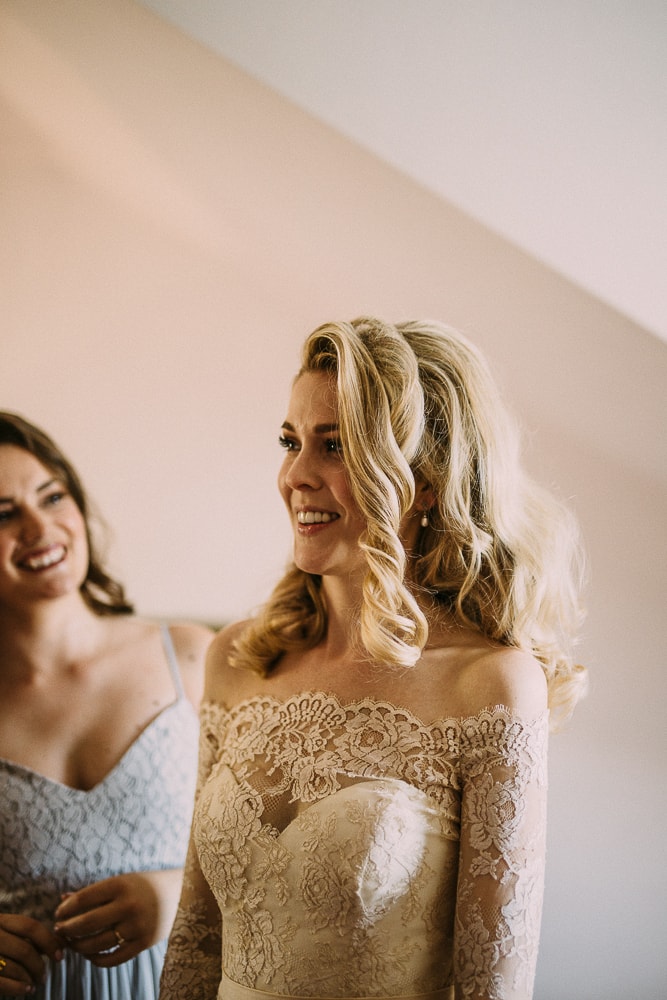 Off Shoulder Heirloom Lace Wedding Dress | Image: Hayley Takes Photos