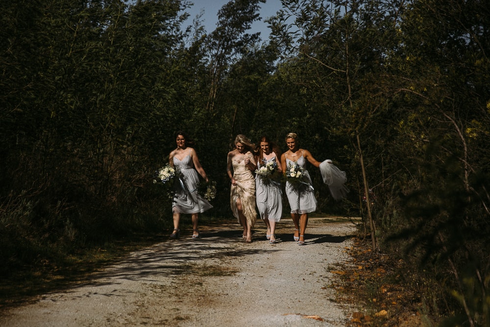 Bridesmaids and Bride Arriving at Forest Wedding | Image: Hayley Takes Photos