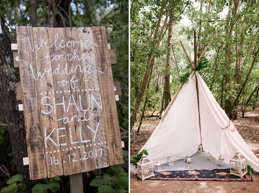 Wood Ceremony Sign and Forest Tipi | Image: Cheryl McEwan