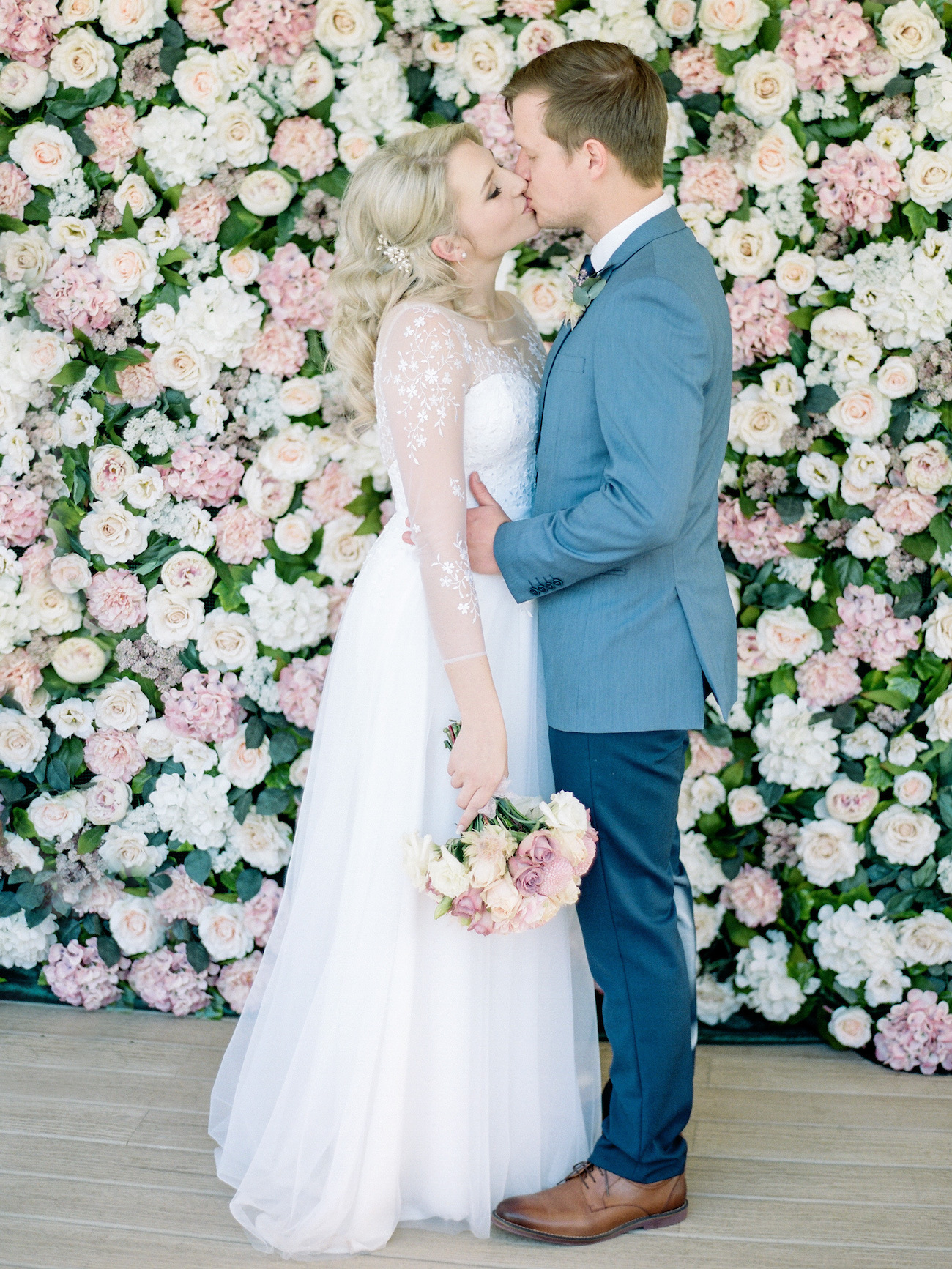 Pink Cream and White Flower Wall | Image: Rensche Mari