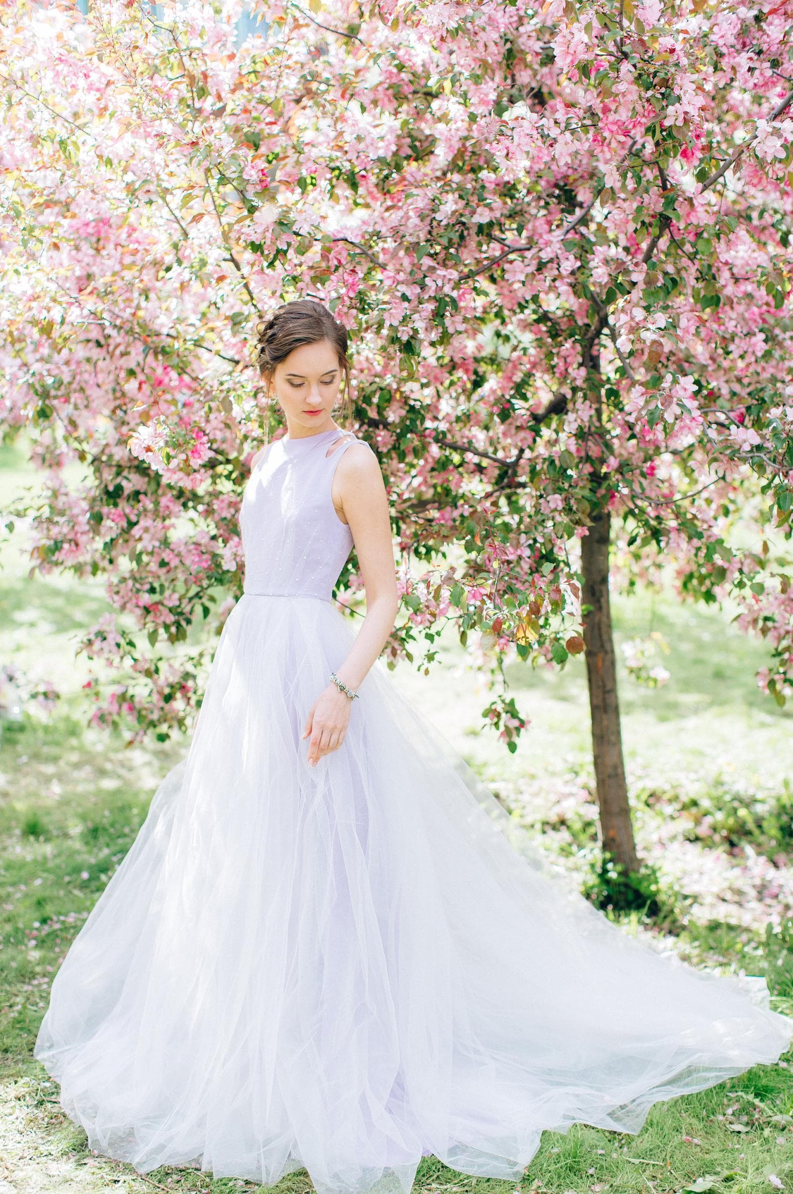 Lila Lilac Wedding Dress with Designer Back by AldA Wedding