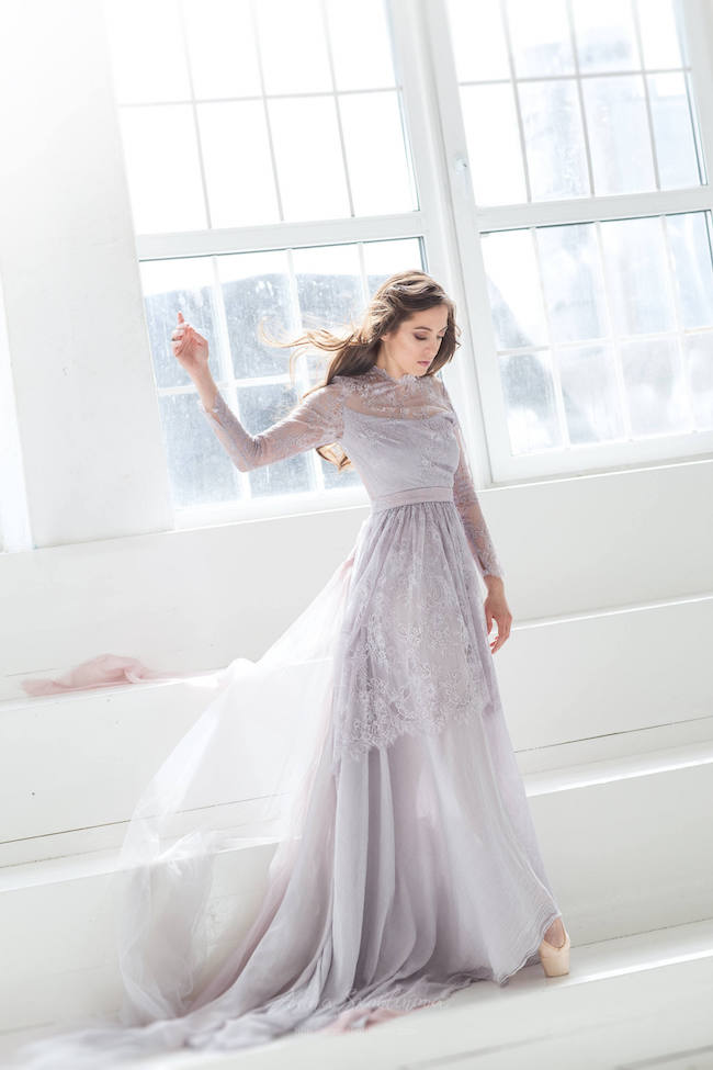 pale lavender wedding dress