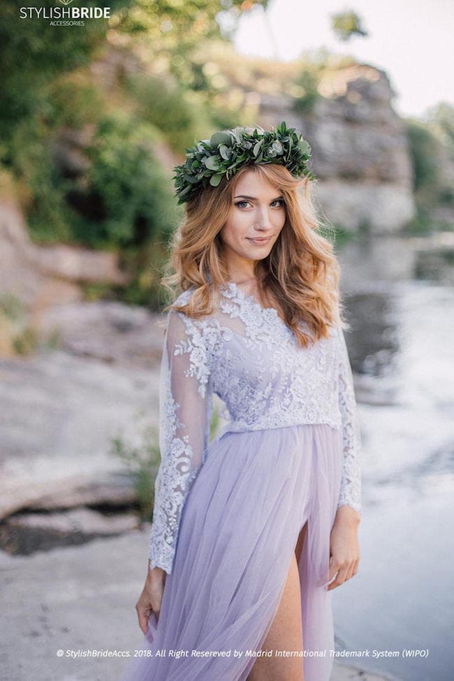 EVA Lavender Lace Wedding Dress by Stylish Bride