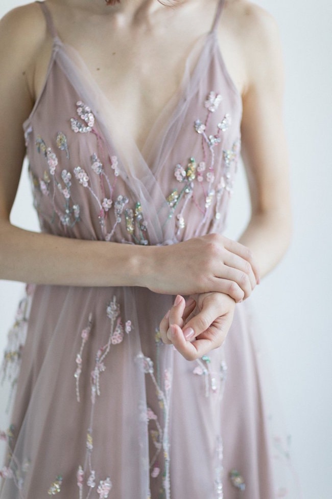 Pale Blush Purple Wedding Dress by Sumarokova Atelier
