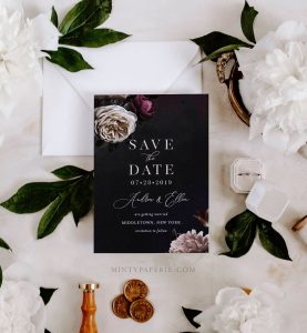 printable dark & moody wedding invitation