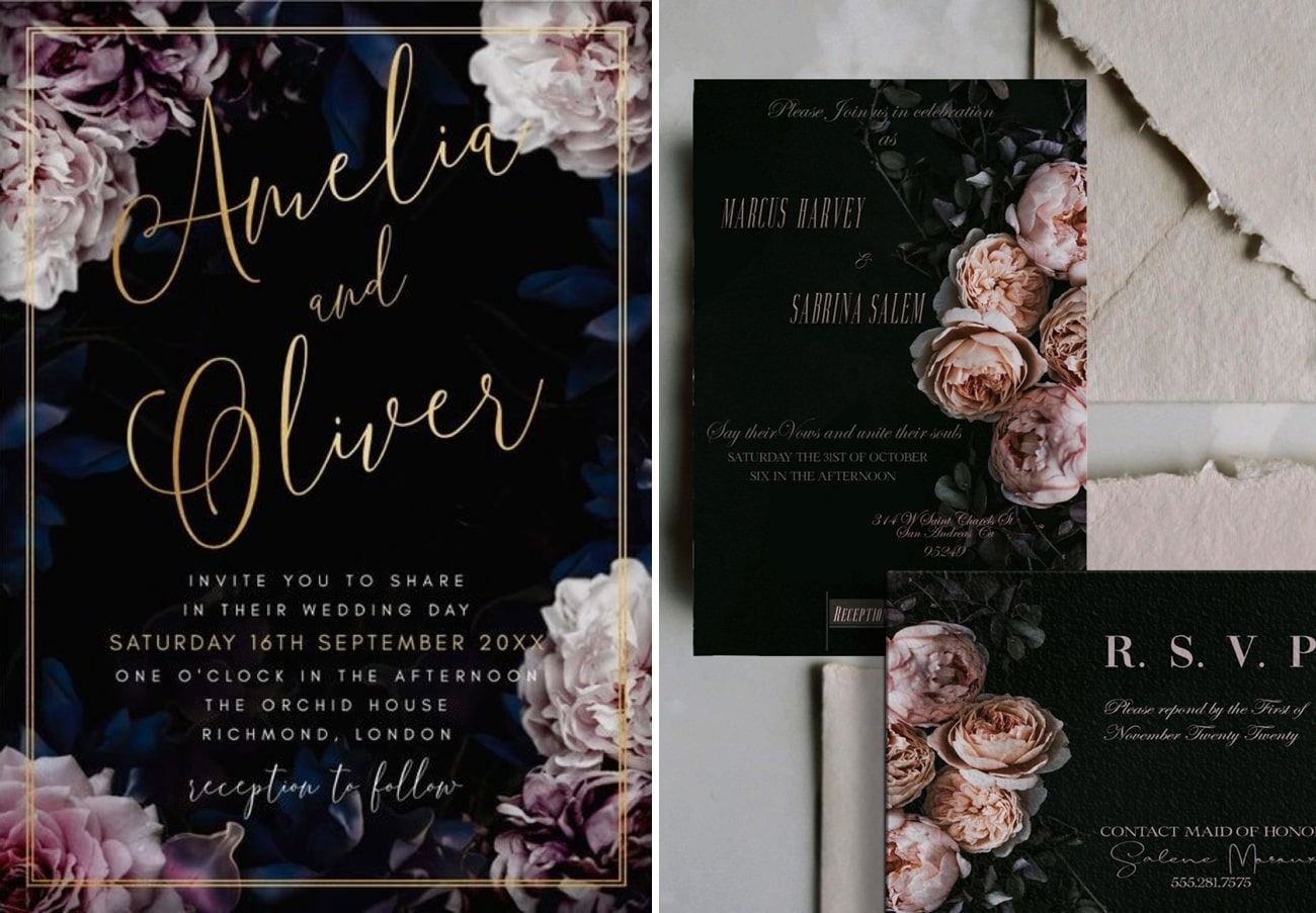 printable dark & moody wedding invitation