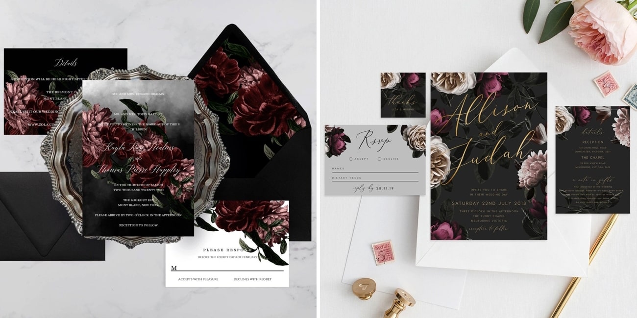 printable dark & moody wedding invitation