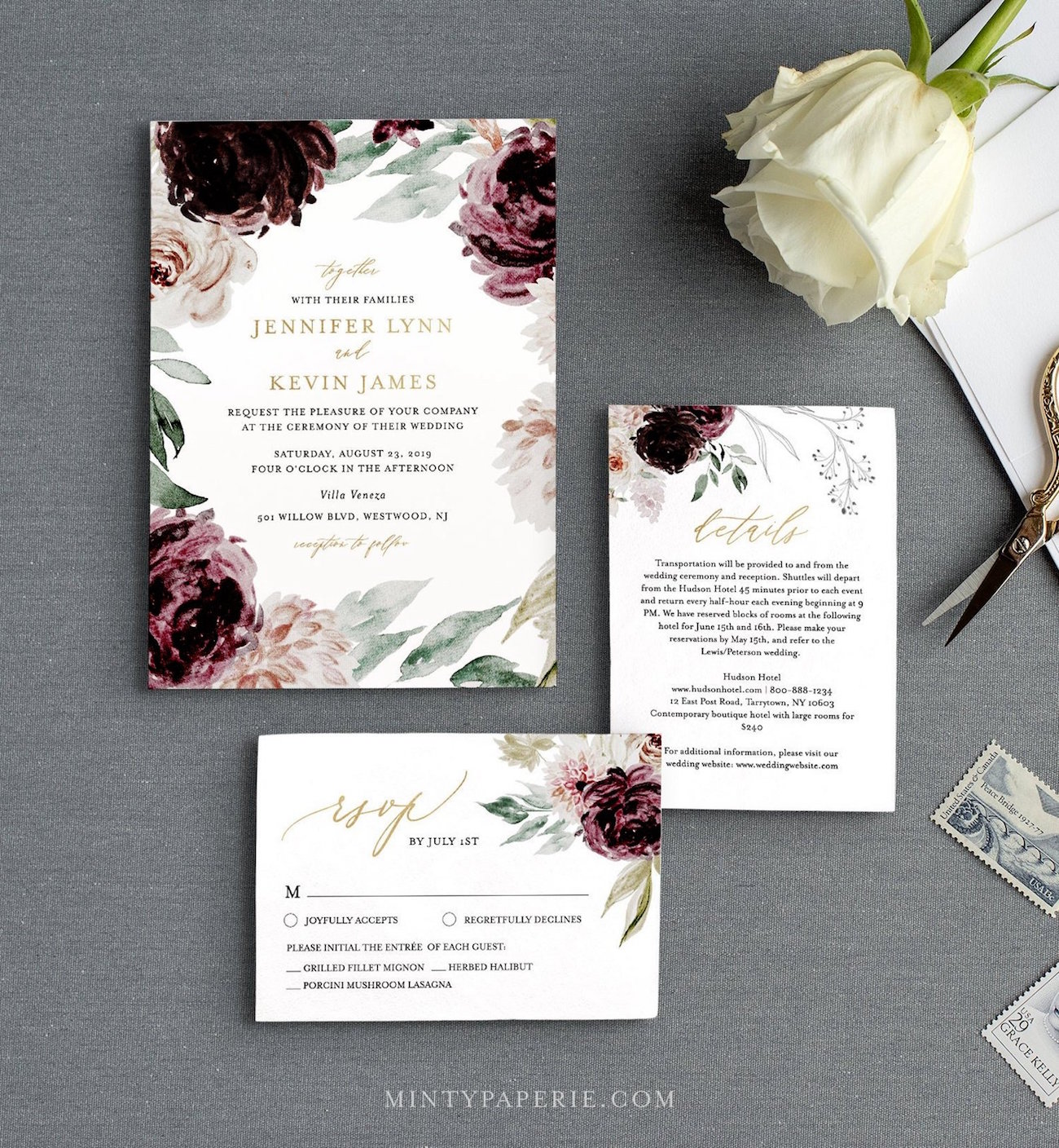 printable dark & moody wedding invitation