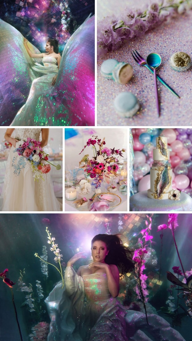 Mermaid Underwater Iridescent Wedding Inspiration by Ilse Moore, Gingerale Photography, Ninirichi & Tickled Pink | SouthBound Bride