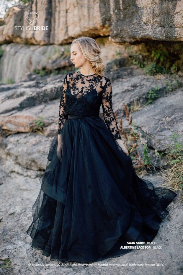 15 Chic Black Wedding Dresses for Bold Brides from Etsy | SouthBound Bride