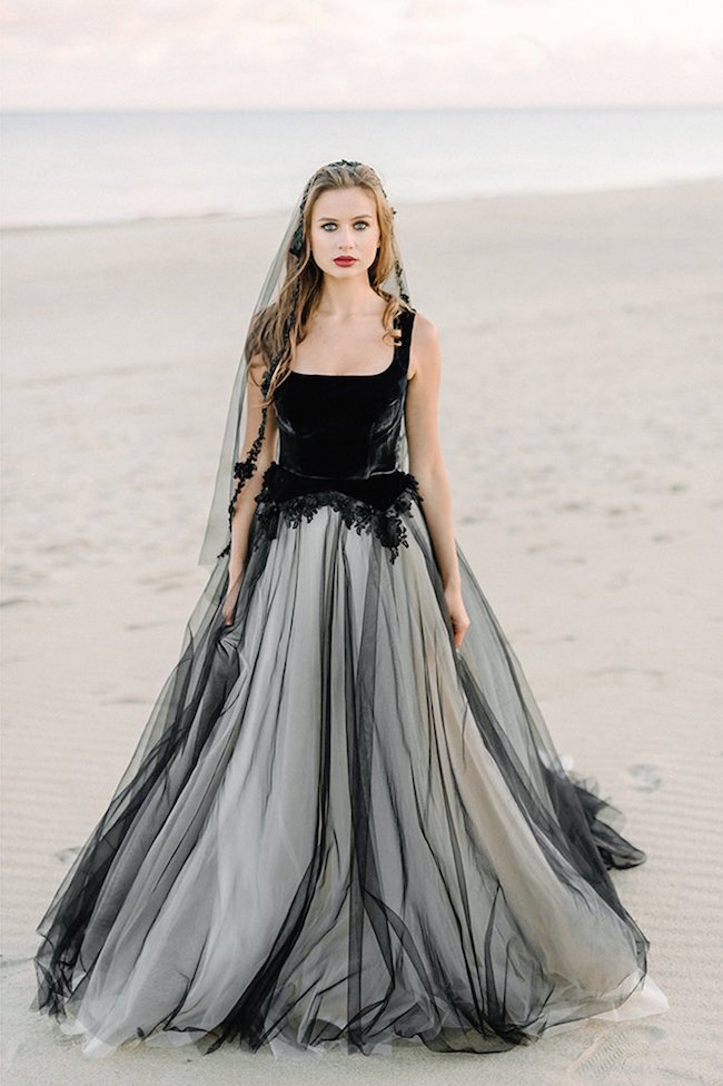 15 Chic Black Wedding Dresses for Bold Brides | Black Bridal Gown by Angellure Bridal